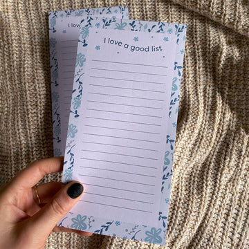 I Love A Good List  Notepad | 4"x8" - Cheeky Peach Designs 