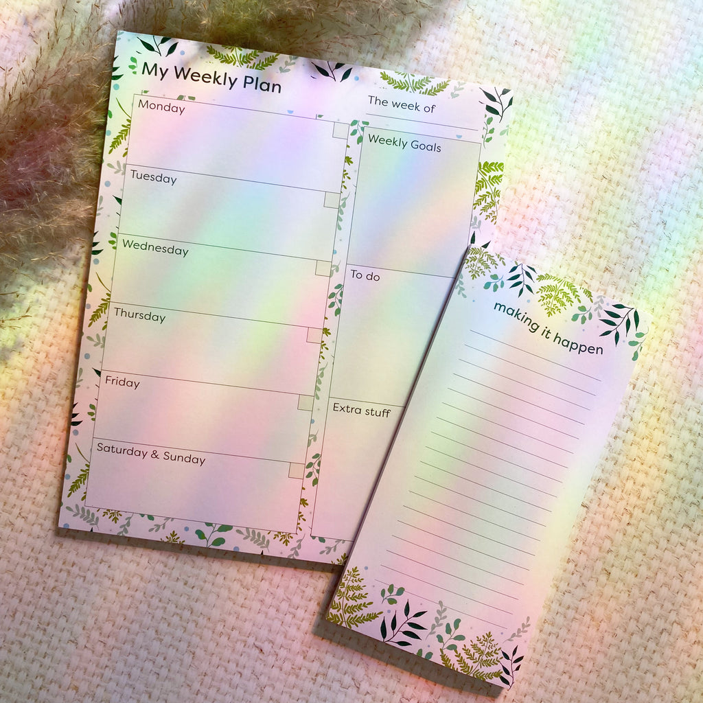 Leafy Green Weekly Planner Notepad | 8”x10” - Cheeky Peach Designs 