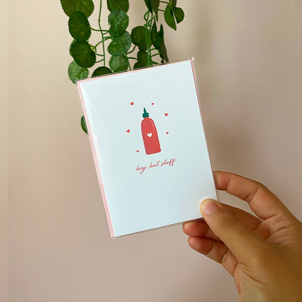 Hey, Hot Stuff! | Mini Greeting Card - Cheeky Peach Designs 