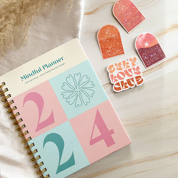Mindful Planner & Self Love Stickers Gift Bundle - Cheeky Peach Designs 