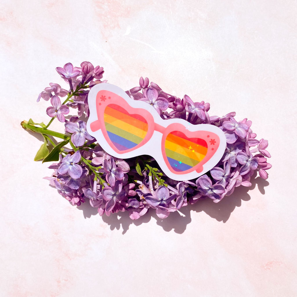 Rainbow Sunglasses | Pride Sticker - Cheeky Peach Designs 