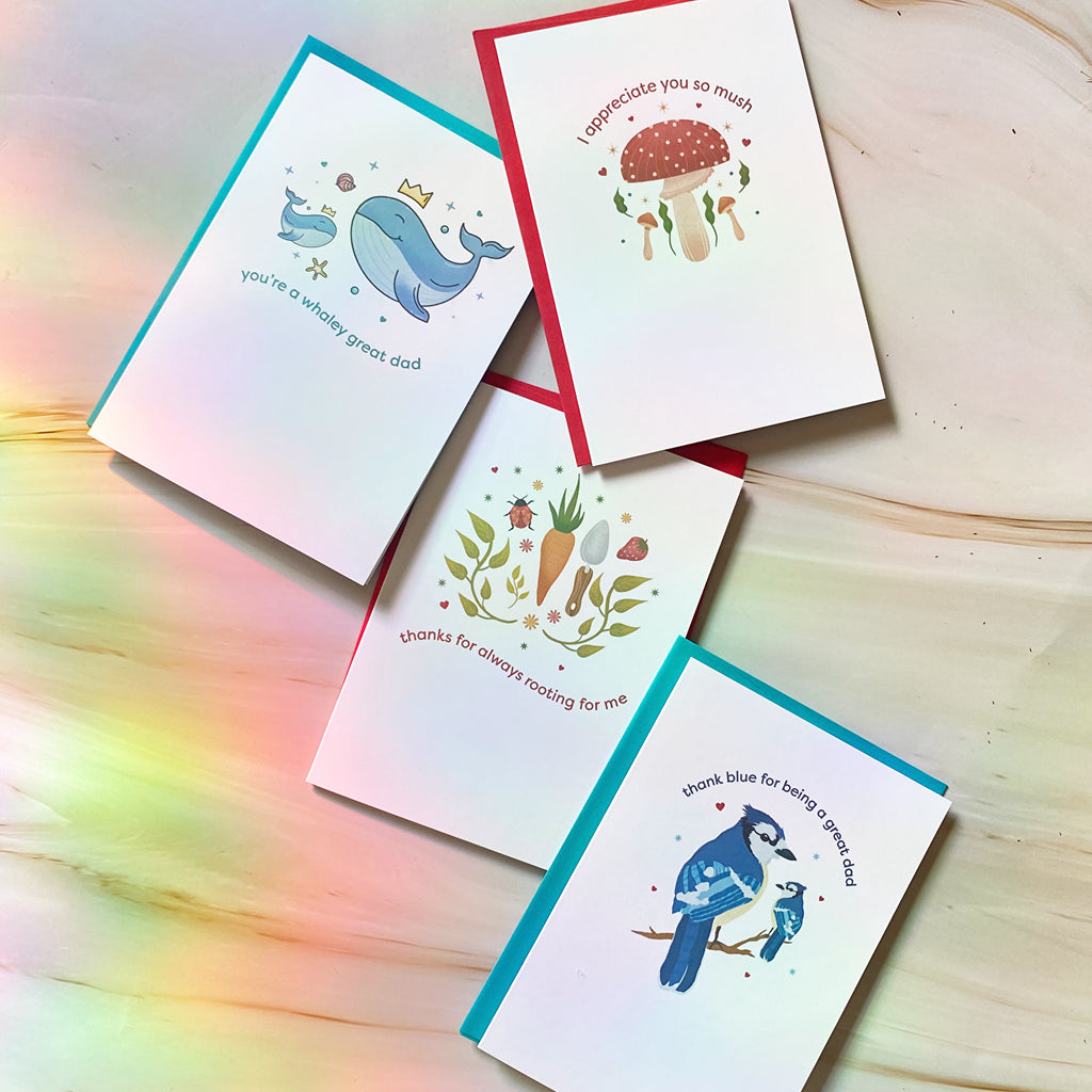 Thank Blue | Father's Day | Mini Greeting Card - Cheeky Peach Designs 