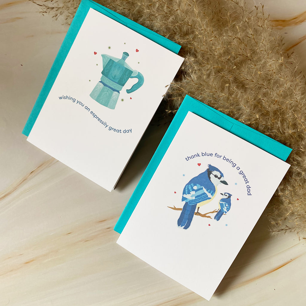 Thank Blue | Father's Day | Mini Greeting Card - Cheeky Peach Designs 