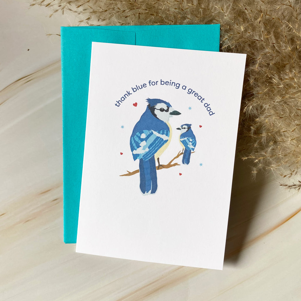 Thank Blue | Father's Day | Mini Greeting Card - Cheeky Peach Designs 