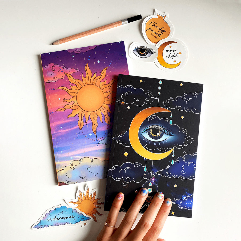 Dreamer Notebook & Sticker Bundle - Cheeky Peach Designs 