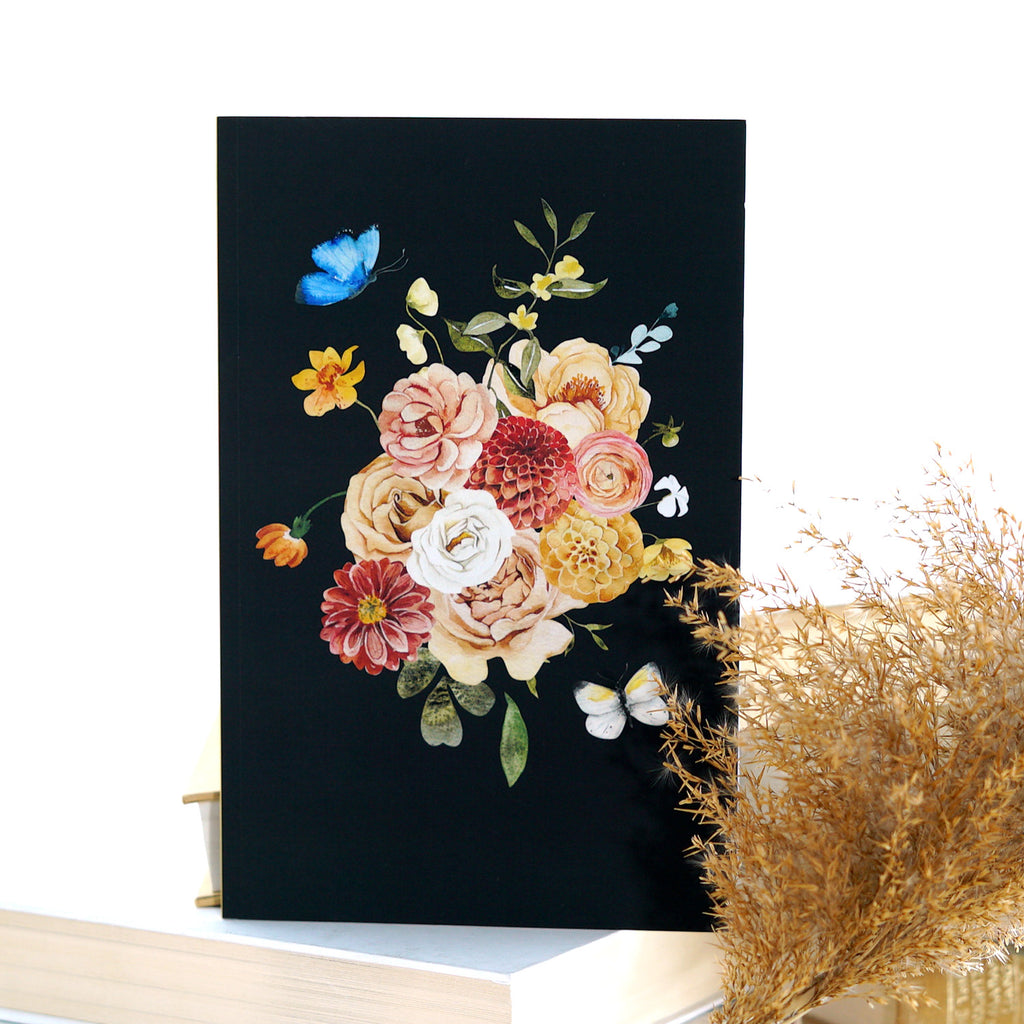 Midnight Bouquet Notebook | Journal - Cheeky Peach Designs 