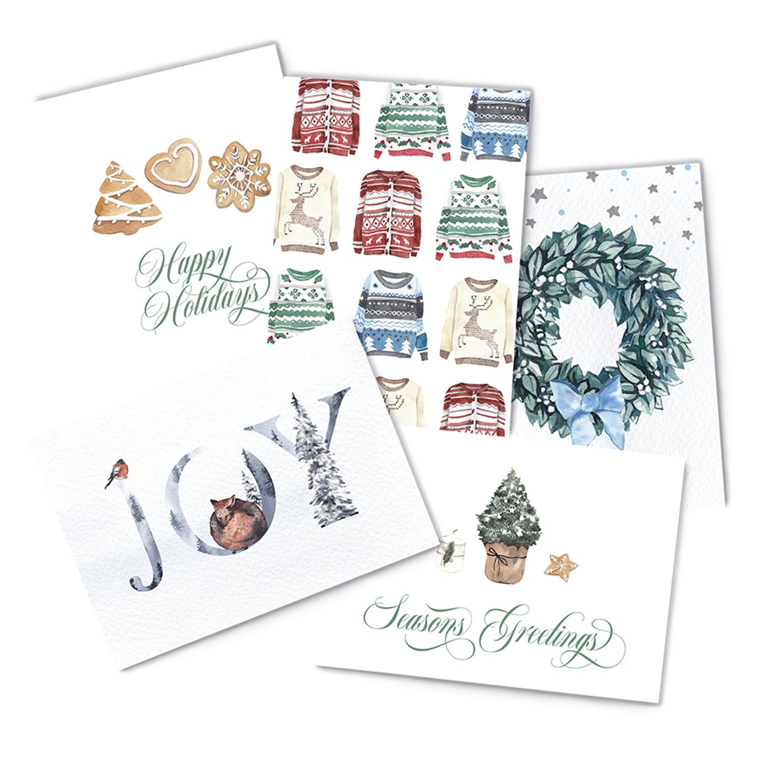 Elegant Holiday Card Pack - Cheeky Peach Designs 