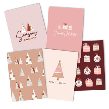 Peachy Pink Holiday Card Pack - Cheeky Peach Designs 