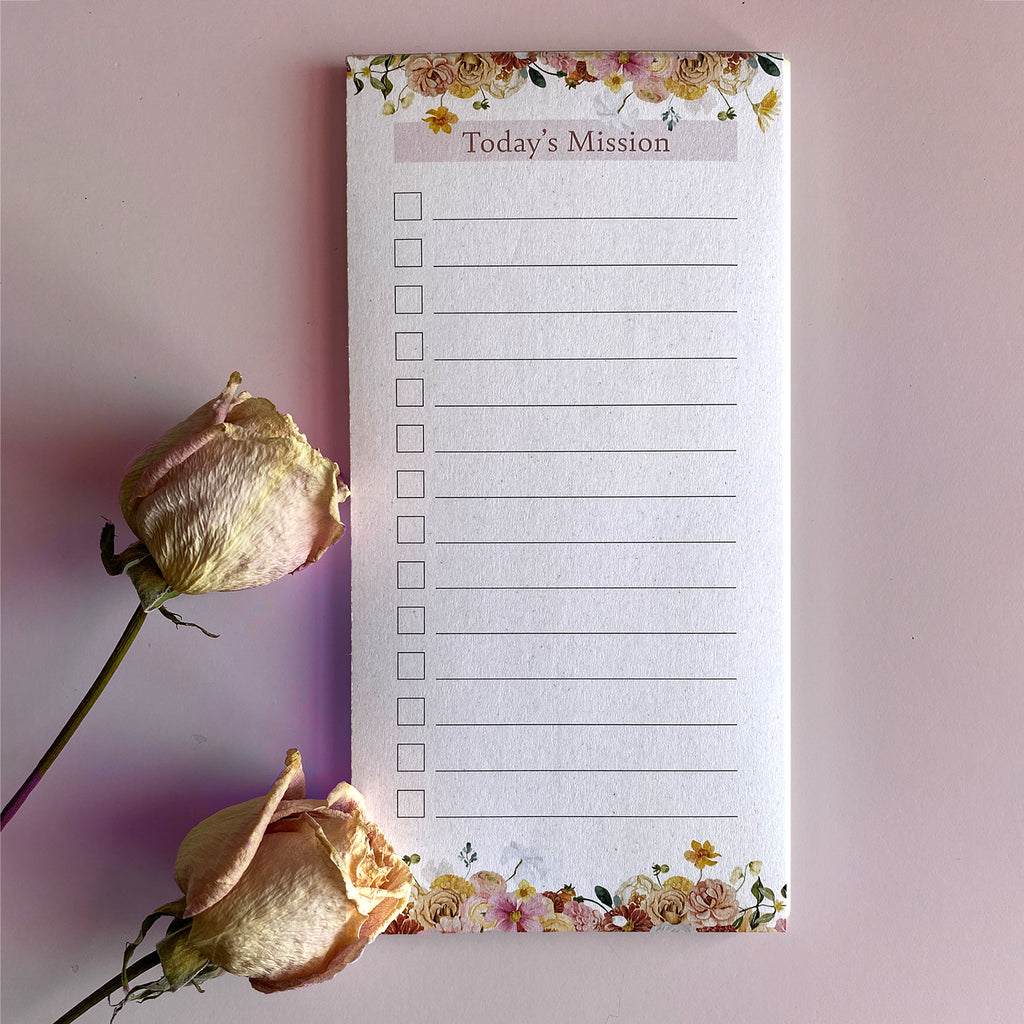 Today's Mission To Do List  Notepad | 4"x8" - Cheeky Peach Designs 