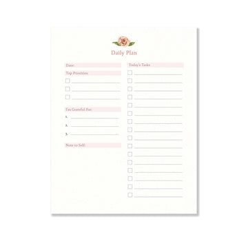 Rose Daily Planner Notepad | 8.5"x11" - Cheeky Peach Designs 