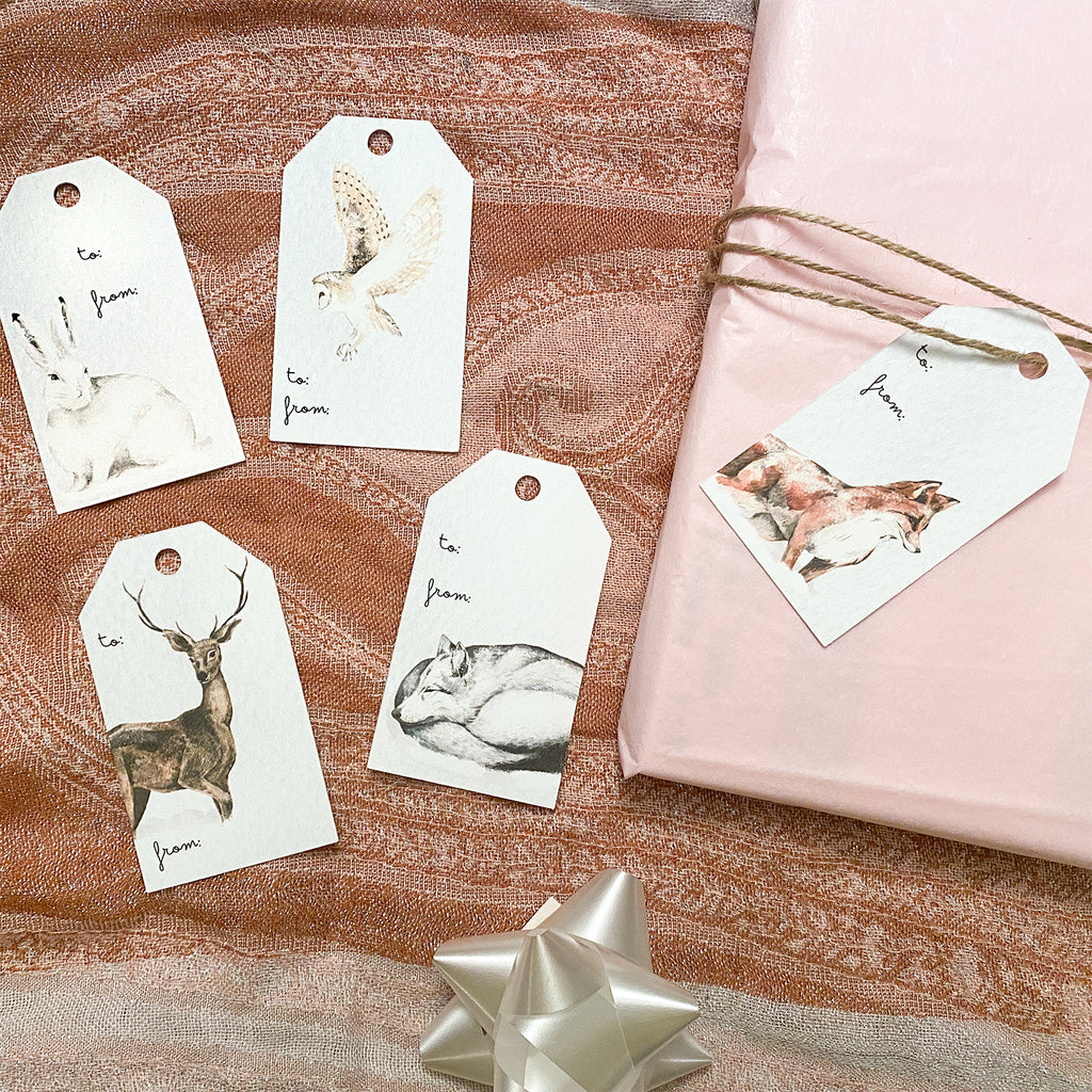 Winter Animal Holiday Gift Tags (Set of 10) - Cheeky Peach Designs 