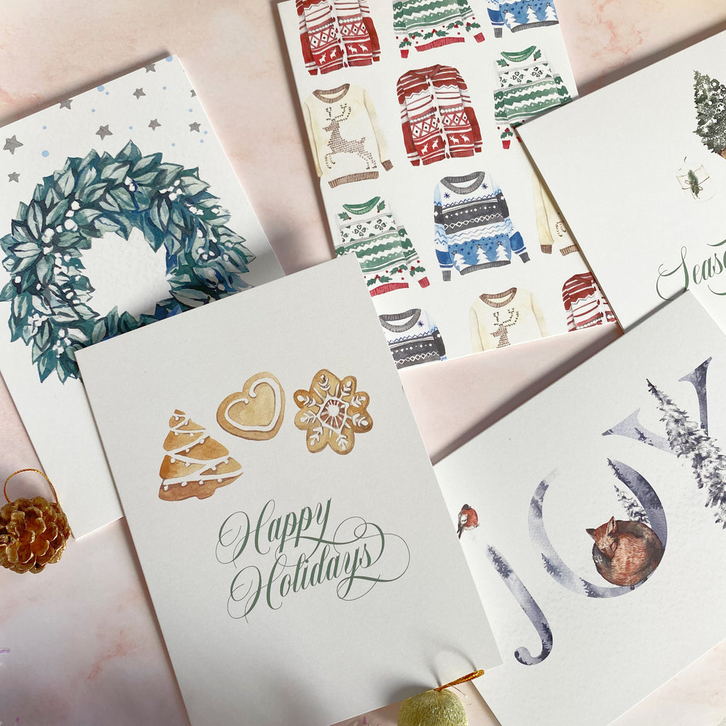 Elegant Holiday Card Pack - Cheeky Peach Designs 